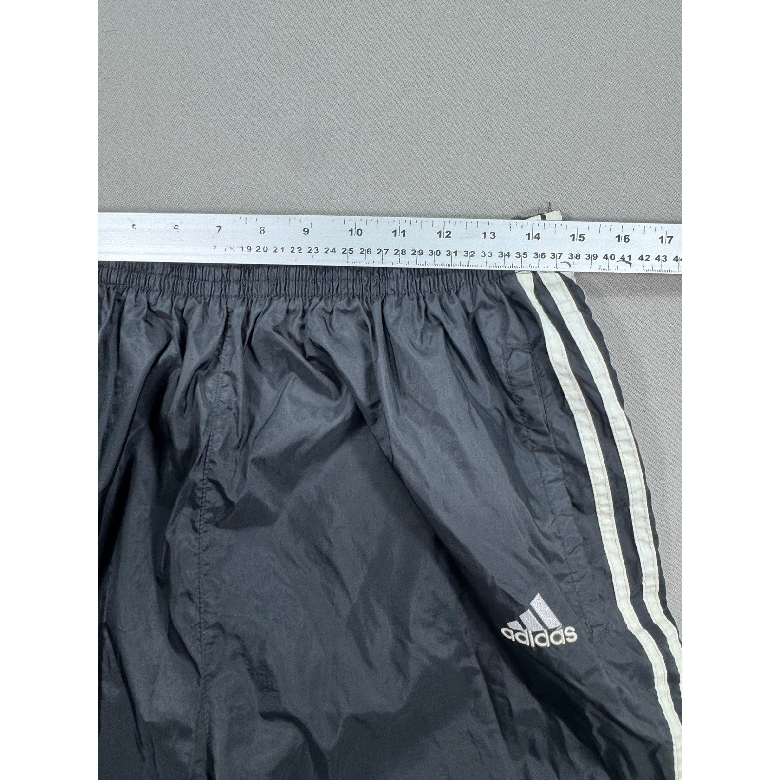 Vintage Adidas Track Pants Tearaway Mens Large Black Snap Up Trefoil Wide Leg