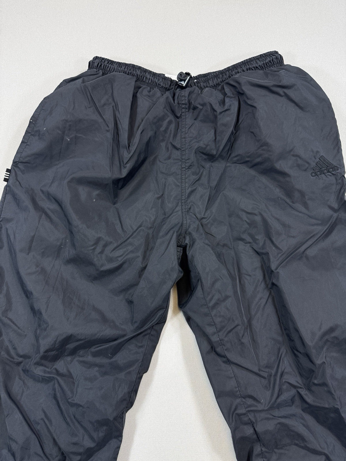 Vintage 90s Adidas Track Pants mens Medium Black Windbreaker Y2K Baggy Lined
