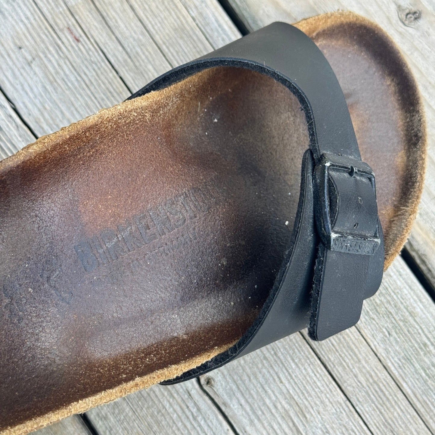 Birkenstock US 8 Madrid One Strap Black Slip On Slides Sandals Womens 36