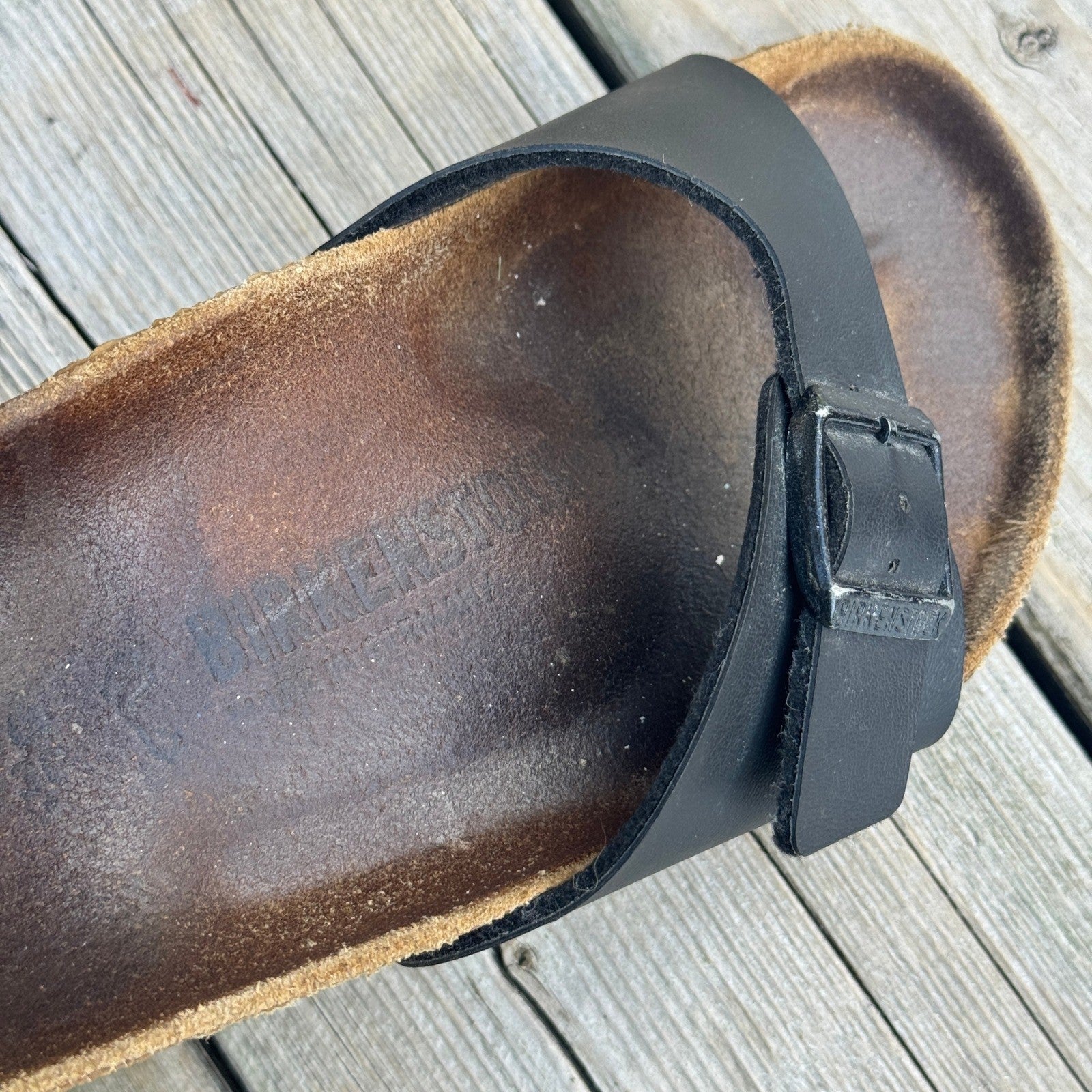 Birkenstock US 8 Madrid One Strap Black Slip On Slides Sandals Womens 36