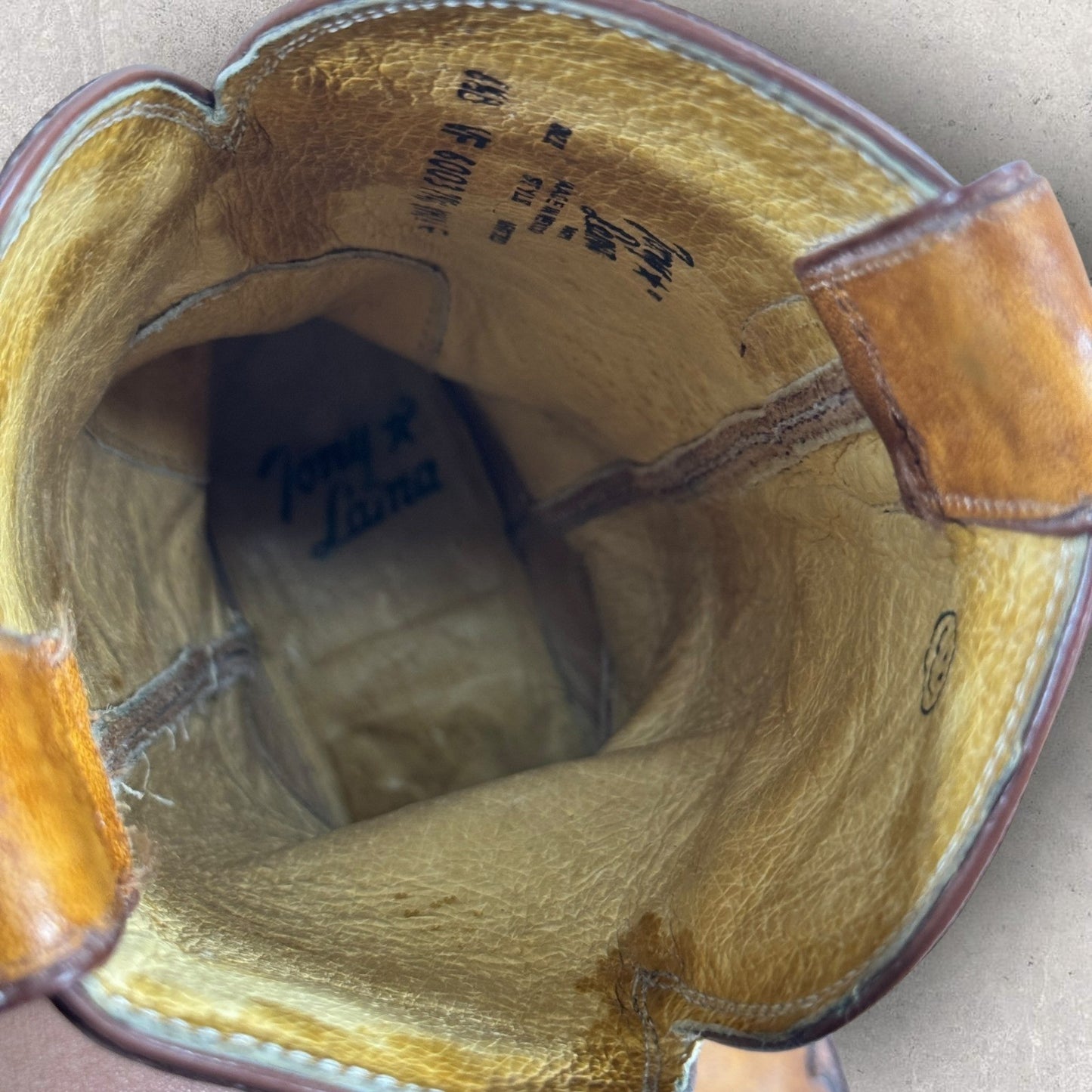 Tony Lama Leather Boots mens 6.5 Brown 2 Tone Western