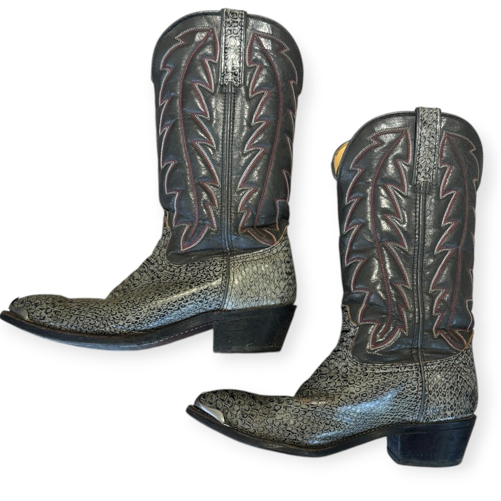 Durango Python Cowboy Boots Mens 8.5 Gray Snakeskin Leather Western