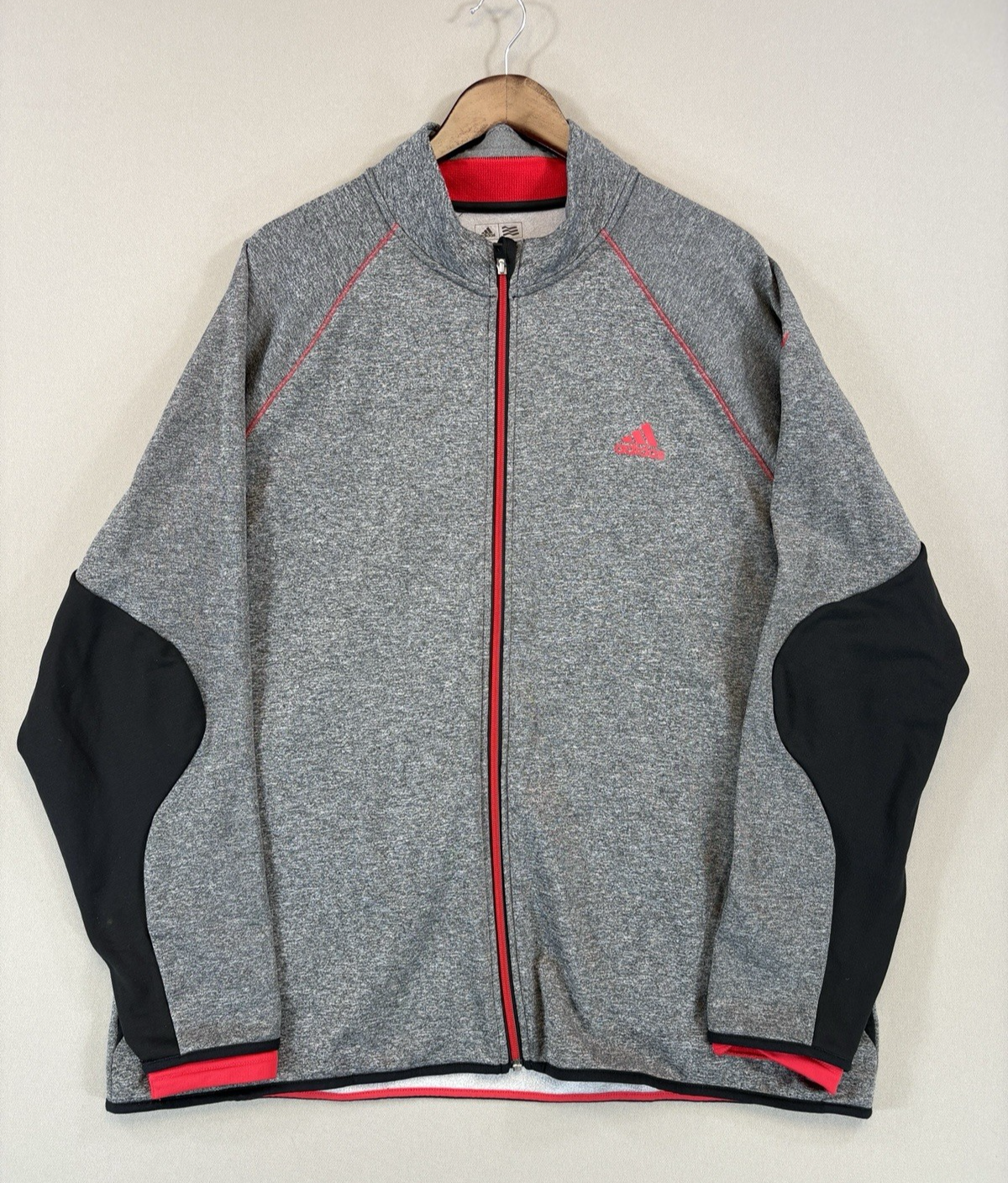 Adidas Climaheat mens 2XL Training Sweater Full Zip Red Lined Warm Athletic