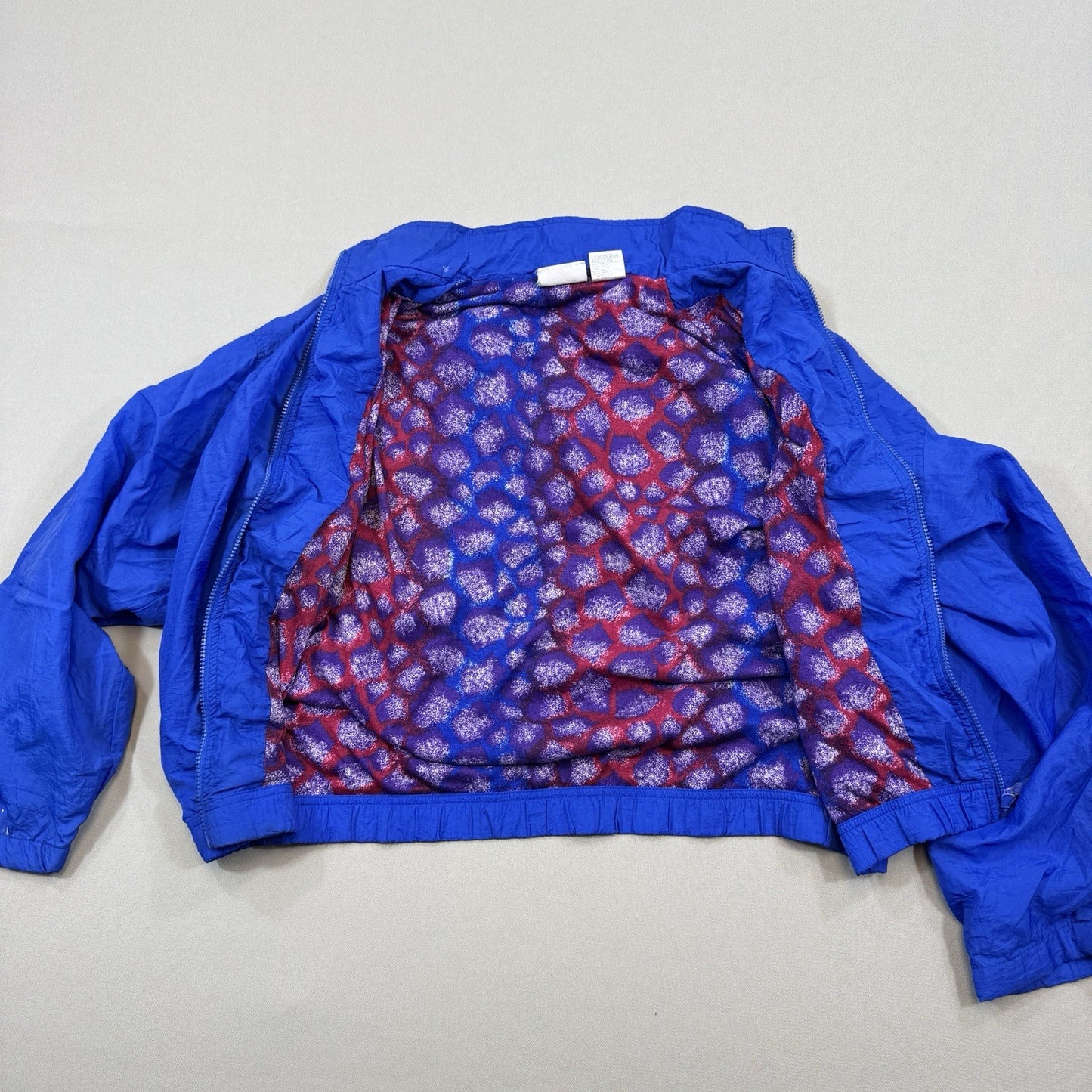 Vintage Reebok Full Zip Windbreaker mens Large Blue Track Jacket 100% Nylon