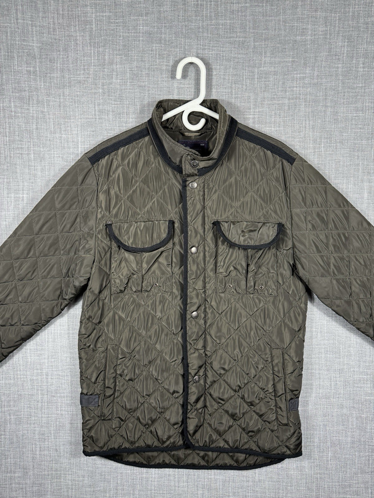 Silver jeans mens Jacket Coat Quilted Elbow Patches Olive Green Rare Size M