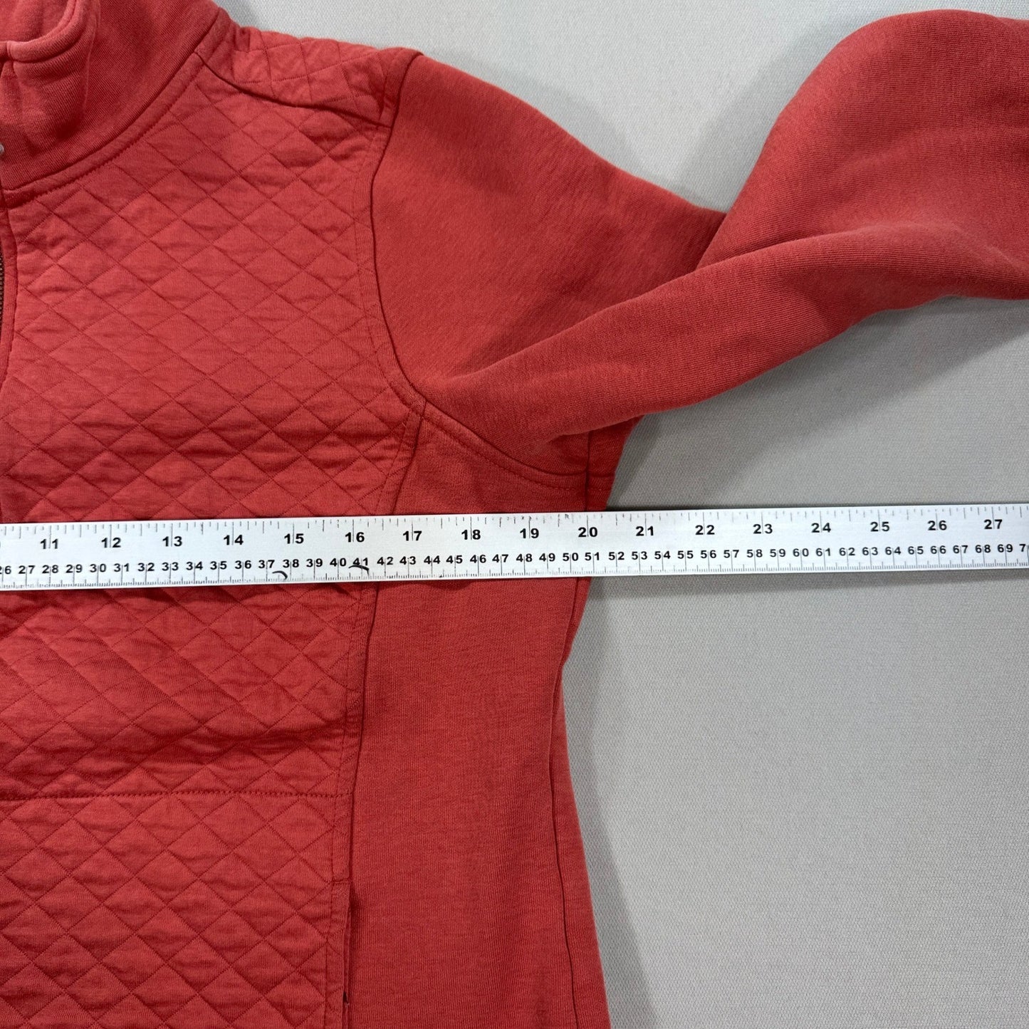 LL Bean Quilted Pullover Womens Medium Quarter Zip Red Long Sleeve
