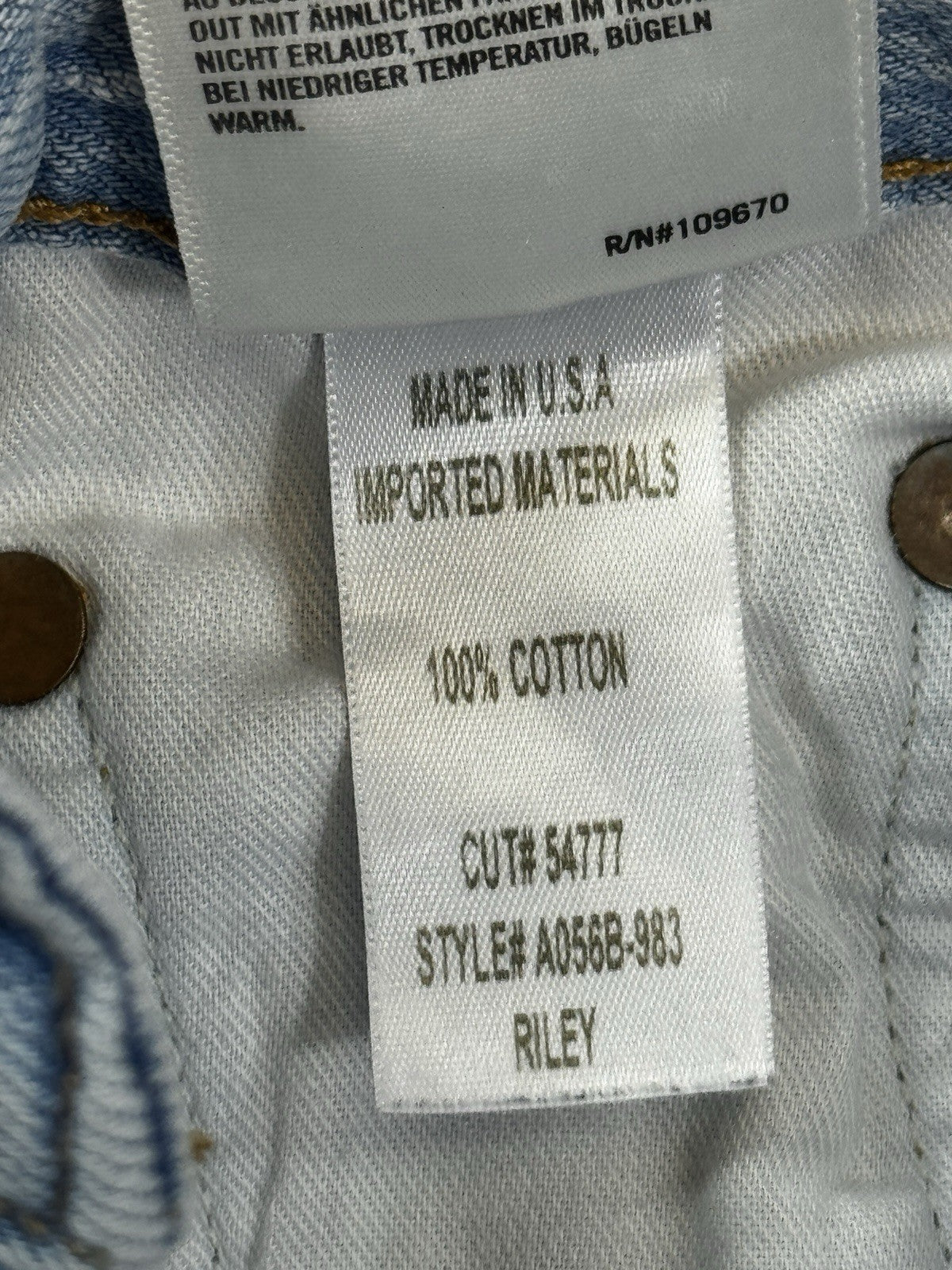 Agolde Riley Jeans Womens Size 23 Blue Denim Distressed Button Fly Made In USA