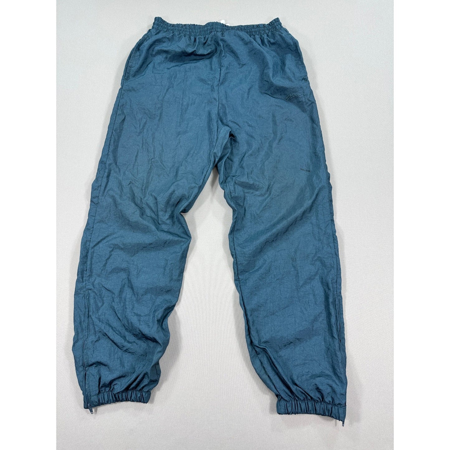 Vintage Puma Track Pants mens Medium Teal Windbreaker Nylon Zipped Ankles Y2K