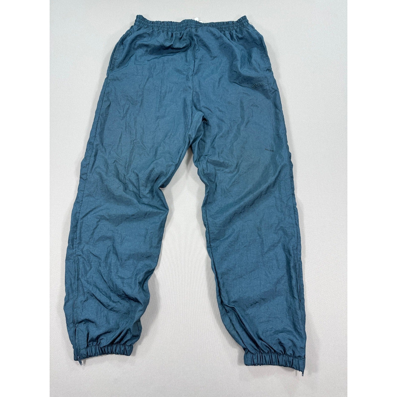 Vintage Puma Track Pants mens Medium Teal Windbreaker Nylon Zipped Ankles Y2K