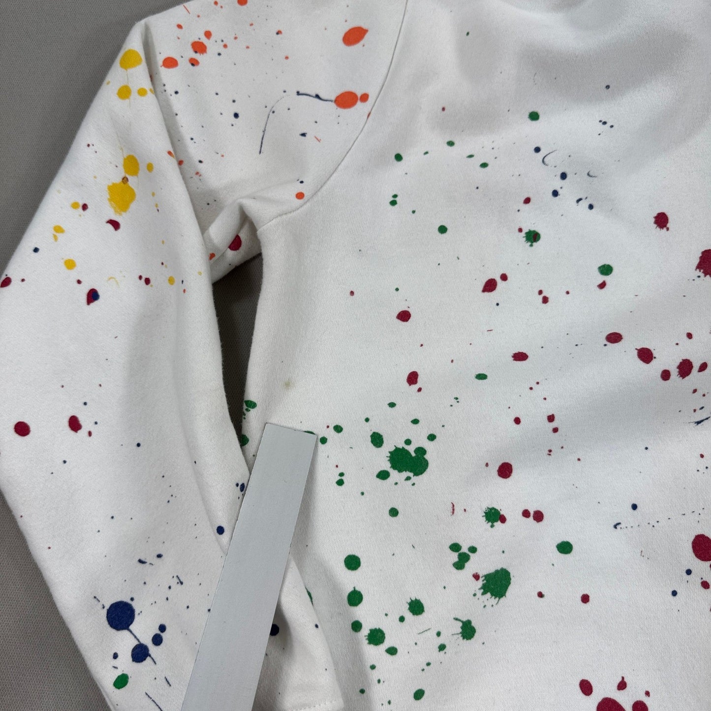 Designer Rare Polo Ralph Lauren Hoodie Men's M White Splatter Paint Sweatshirt