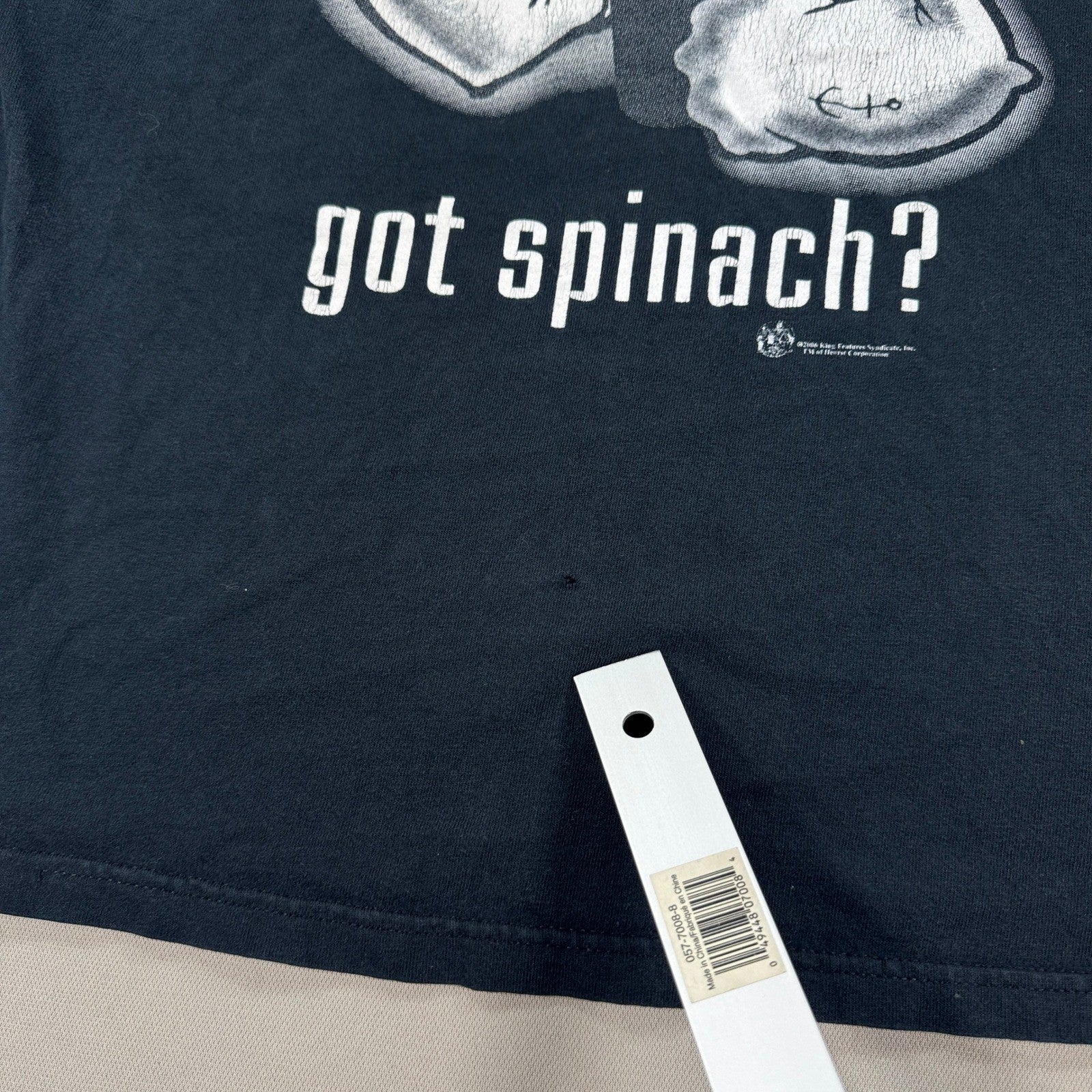 Vintage Popeye Got Spinach Shirt Cartoon Cut-Off mens Medium Black