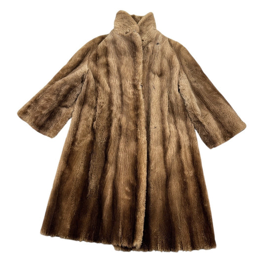 Vintage Saks & Co Fur Coat Womens XL Brown Collared Full Length Lined