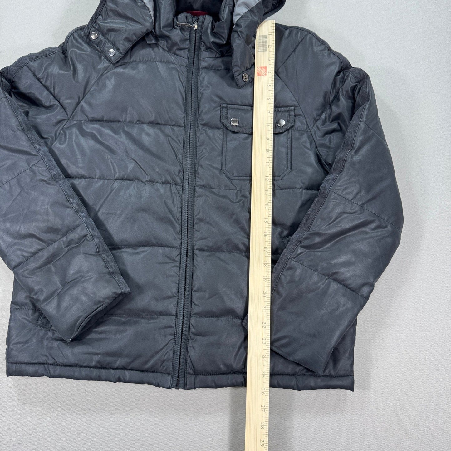 Levi Strauss Parka Jacket Hooded Puffer Quilted mens Medium Black Winter Coat