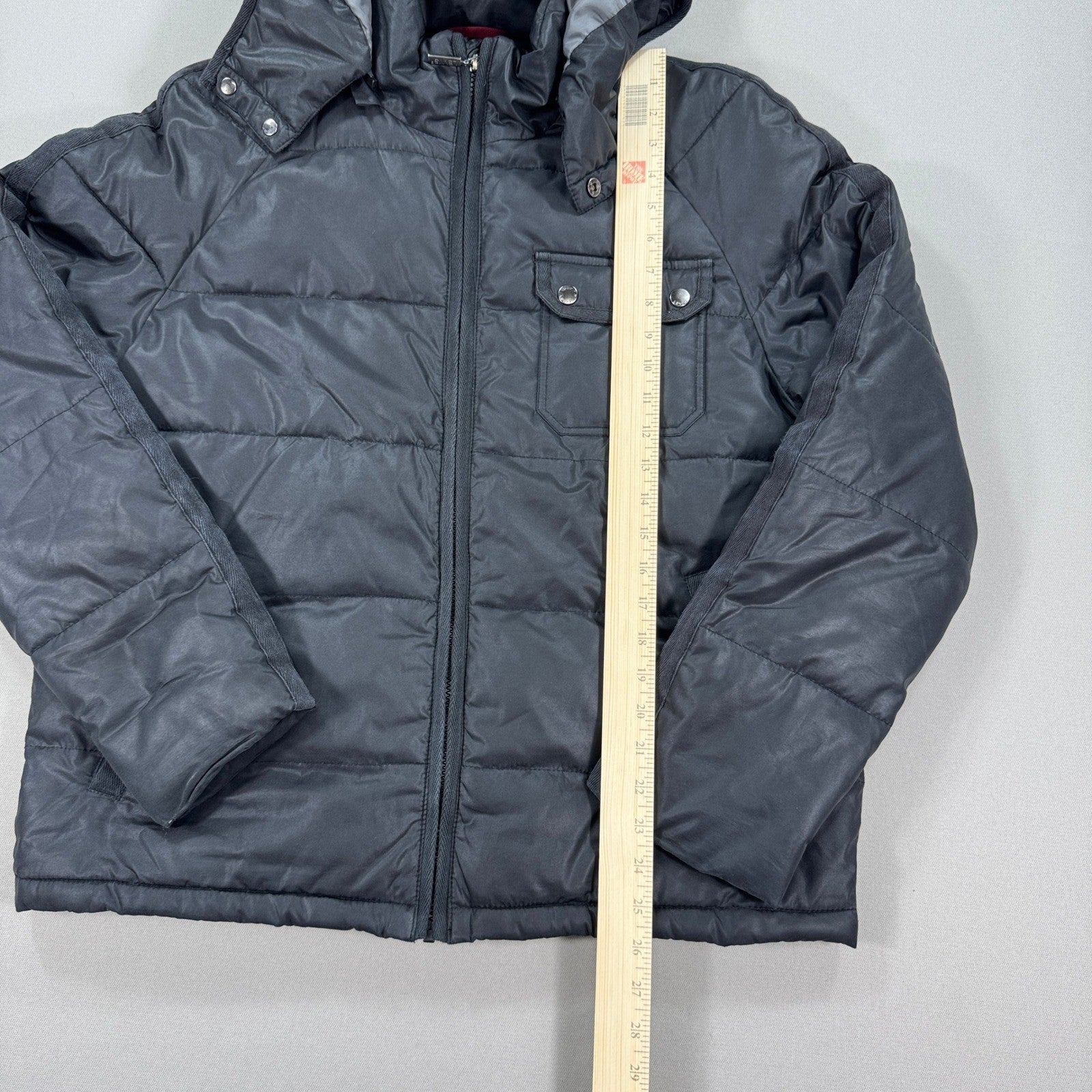 Levi Strauss Parka Jacket Hooded Puffer Quilted mens Medium Black Winter Coat