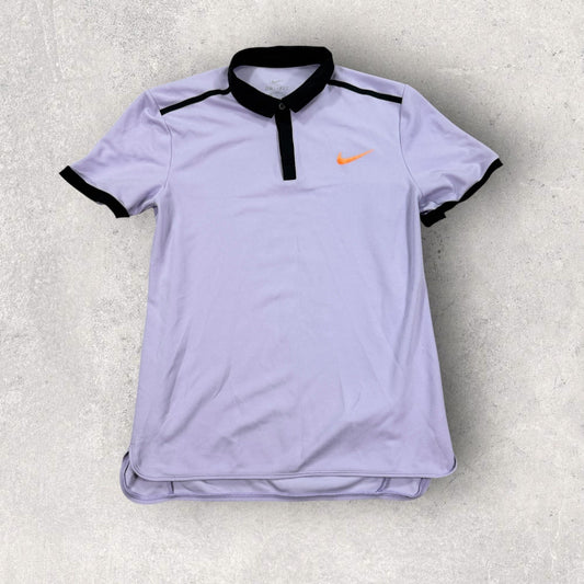 Nike Roger Federer Polo Shirt RF mens Medium Lavender Short Sleeve Tennis