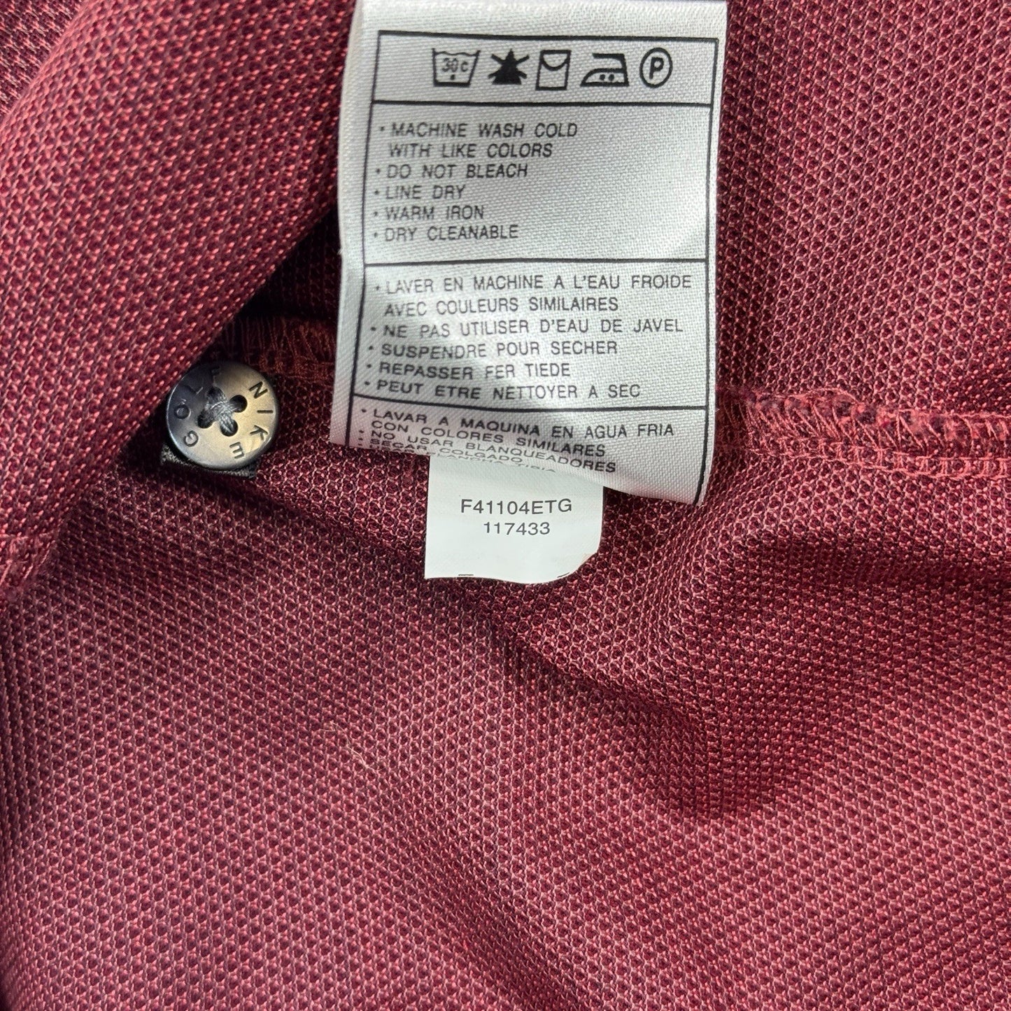 VTG Nike Tiger Woods Collection Shirt Mens XL Burgundy Button Up Performance Y2K