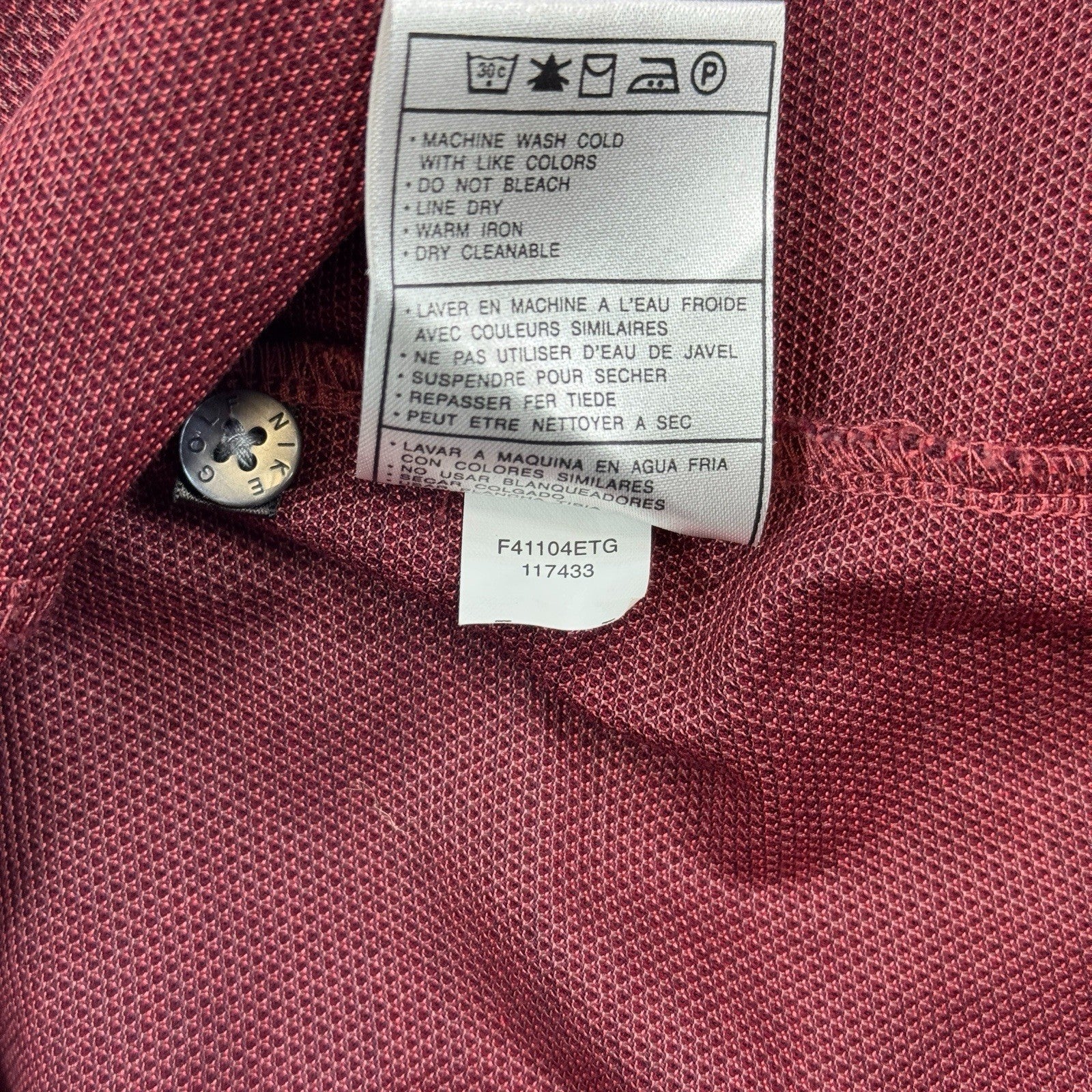 VTG Nike Tiger Woods Collection Shirt Mens XL Burgundy Button Up Performance Y2K