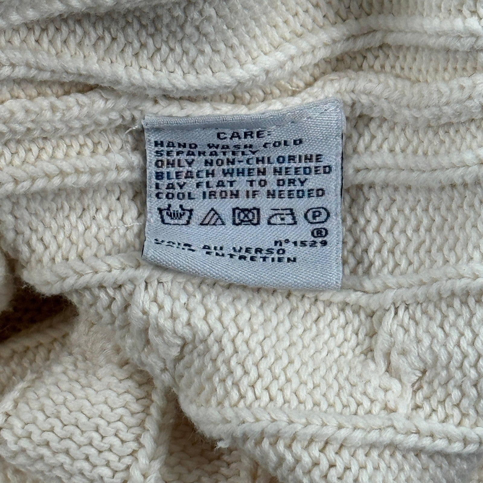 Polo Ralph Lauren Cable Knit Turtleneck Sweater Ivory Classic Womens Medium