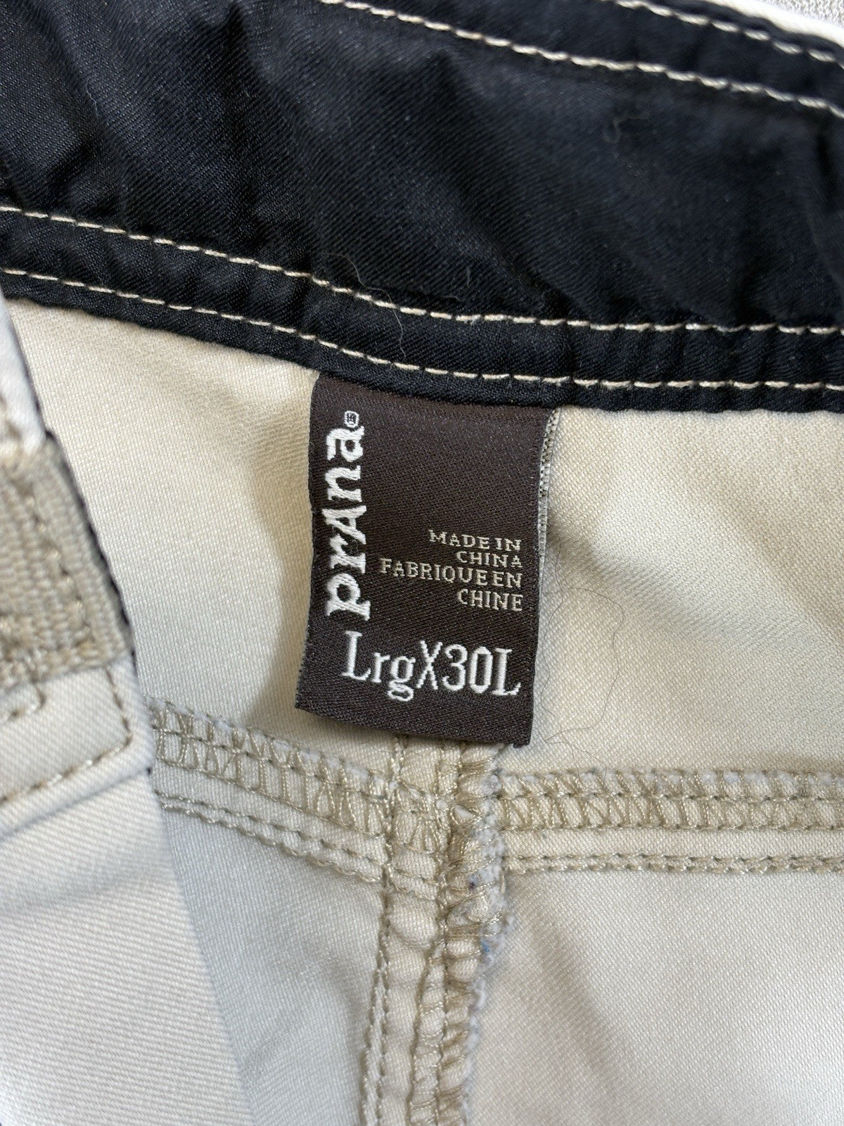 Prana Convertible Cargo Beige Pants mens Large 30L Stretch Outdoor Hiking Zip