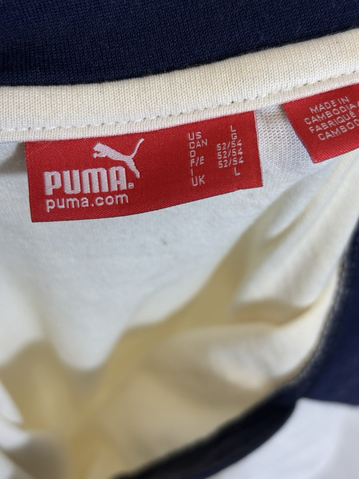 Puma Italia White Polo Shirt Mens Large Gold Lettering