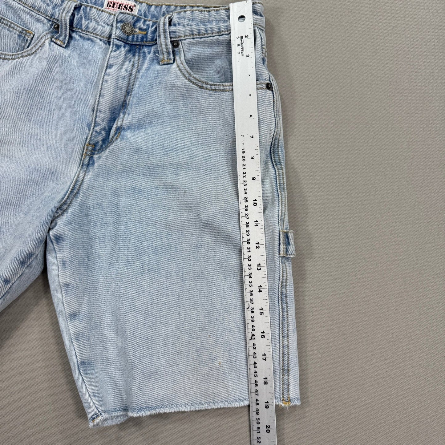 Guess Originals Carpenter Jean Shorts mens Sz 29 Denim Raw Hem Light Wash Baggy