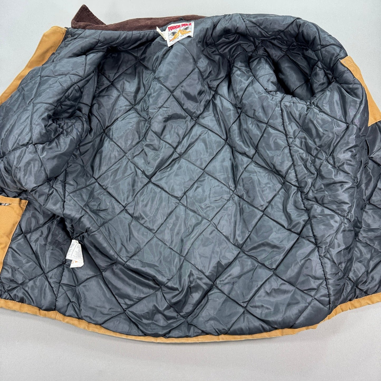 Vintage Tough Duck Chore Jacket mens 2XL Brown Canvas Barn Coat Insulated Lined