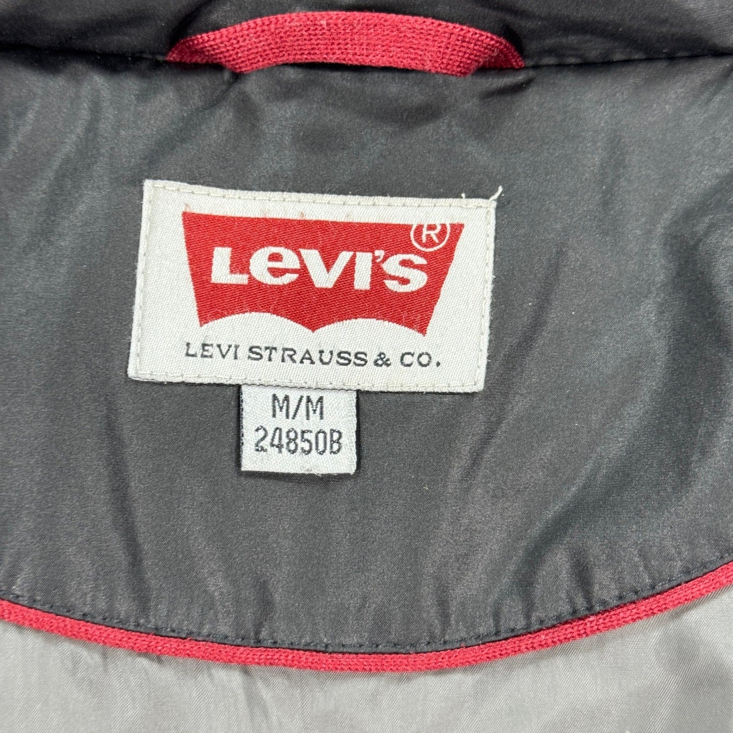Levi Strauss Parka Jacket Hooded Puffer Quilted mens Medium Black Winter Coat