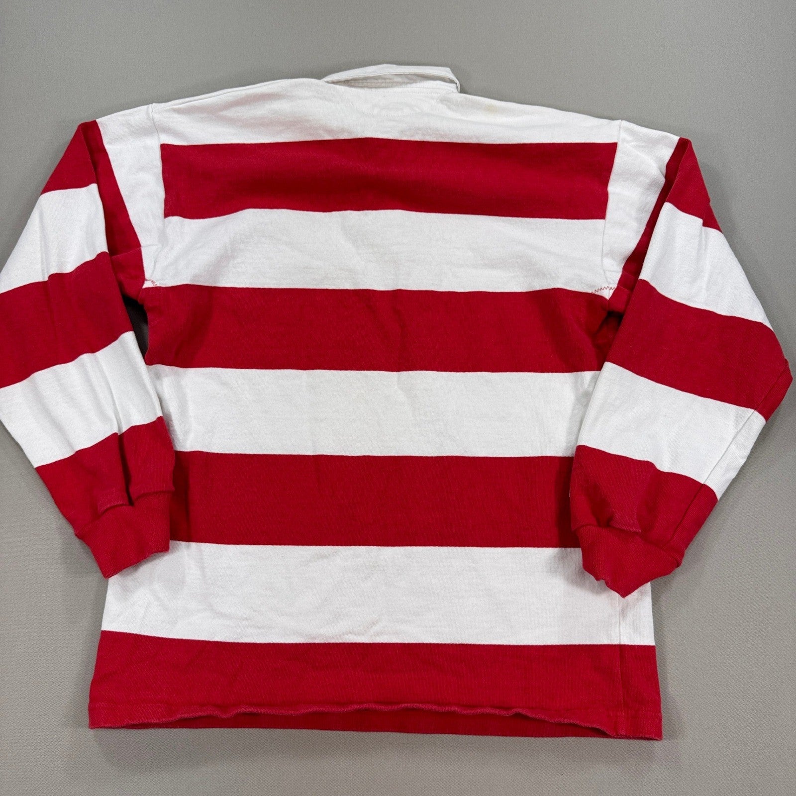 Vintage Barbarian Rugby Polo Shirt UAWRFC Crest Mens XL Red White Striped Canada