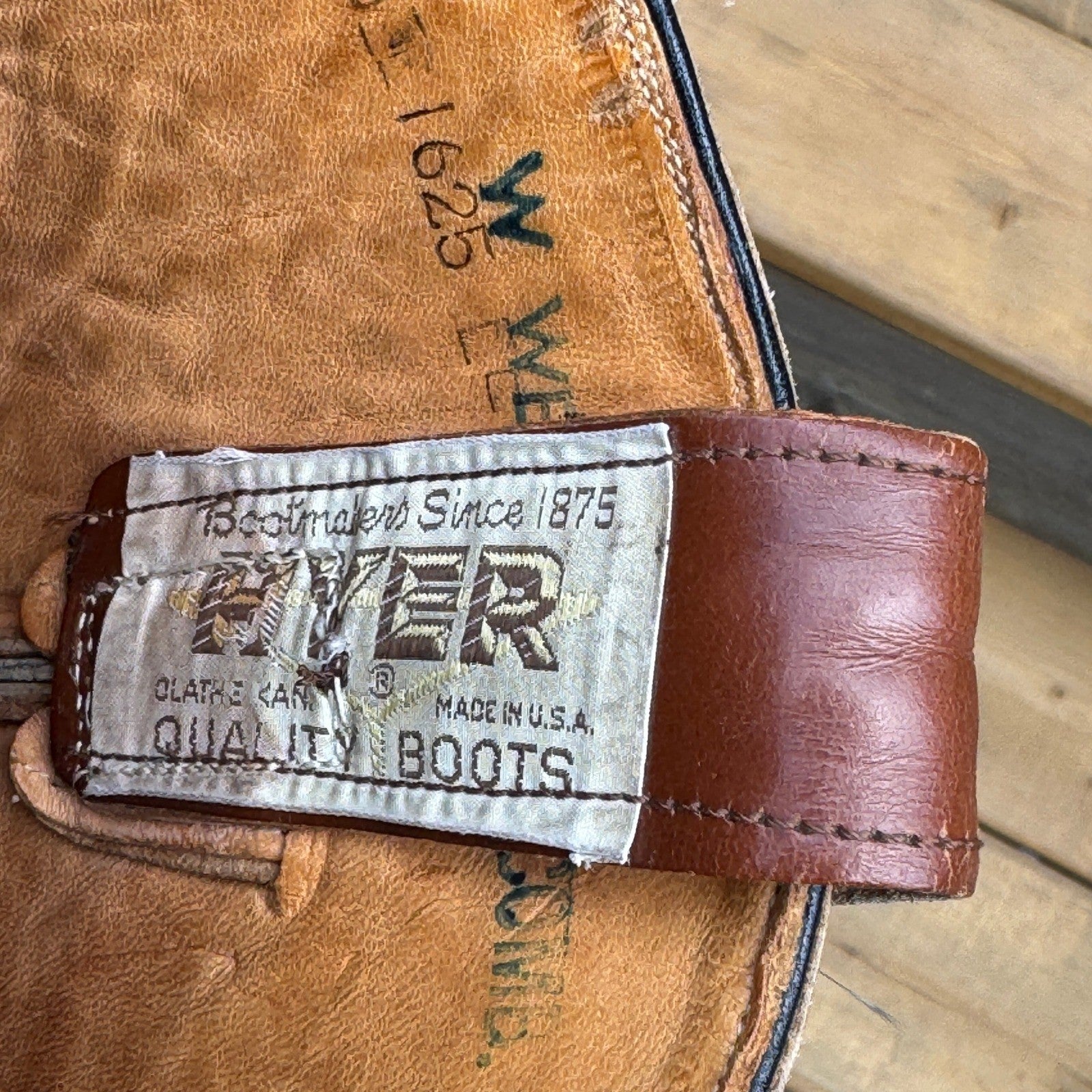 Vintage Hyer Western Boots mens Size 12 Brown Leather Cowboy Boots Made in USA