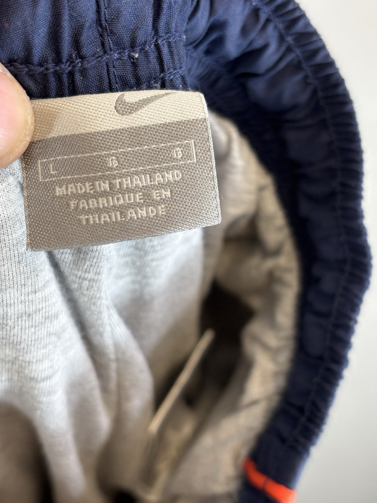 Vintage Nike Track Pants Mens Large Navy Blue Windbreaker Wide Leg Y2K Baggy Fit