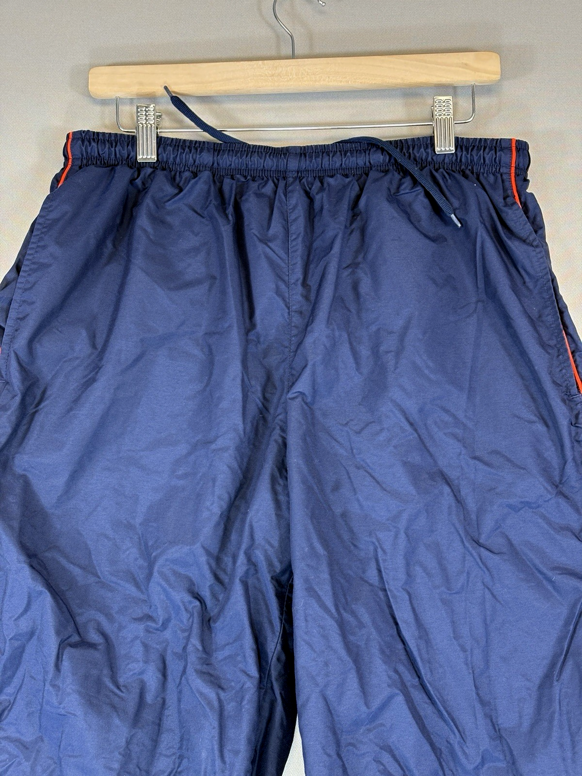 Vintage Nike Track Pants Mens Large Navy Blue Windbreaker Wide Leg Y2K Baggy Fit