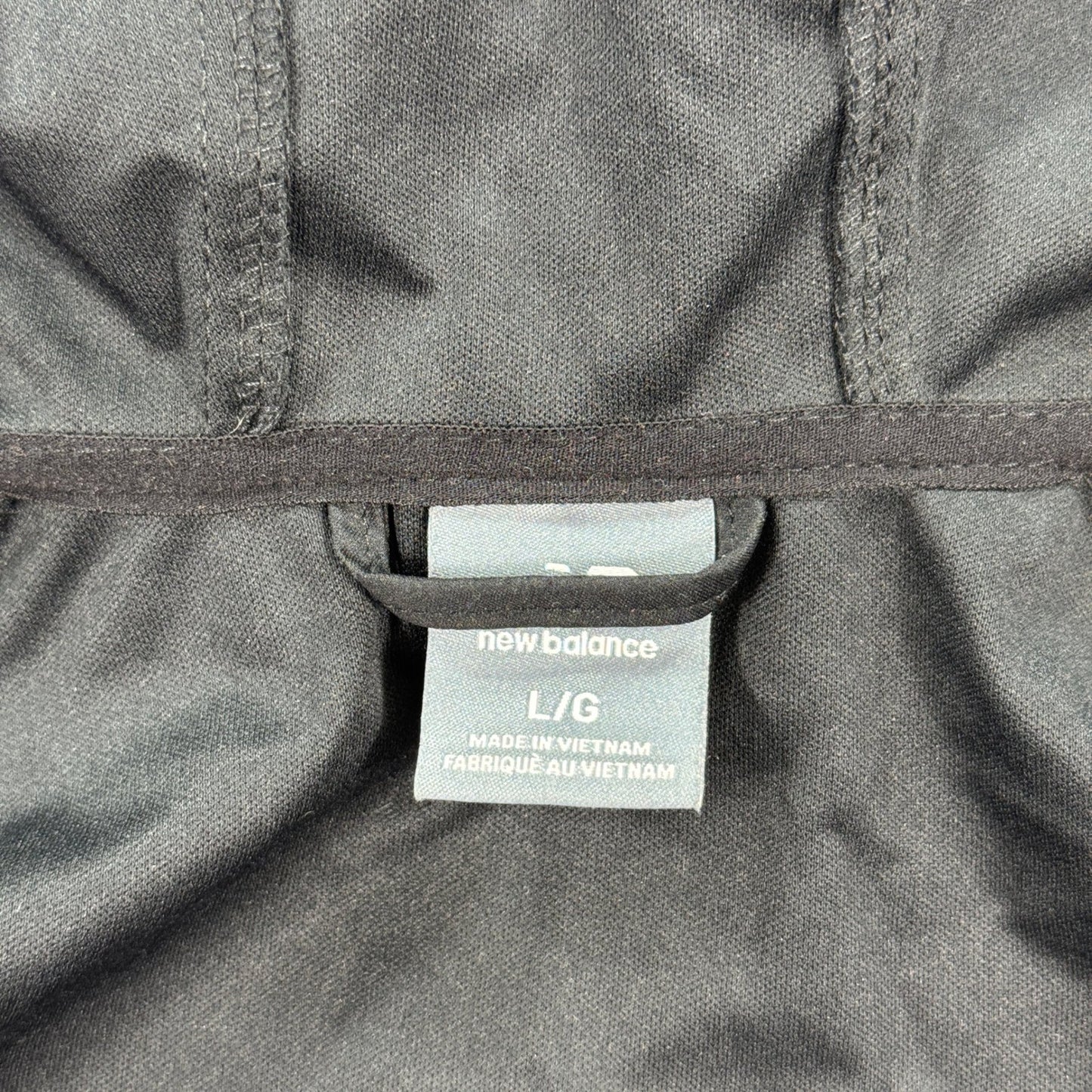 New Balance Windbreaker Jacket mens Large Black Blue Full Zip Mesh Lined Hooded