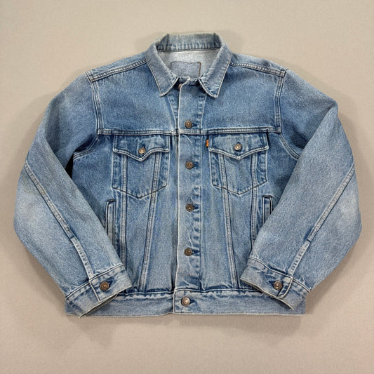Vintage Levis Denim Trucker Jacket mens Small Light Wash Orange Tab 75515-0212