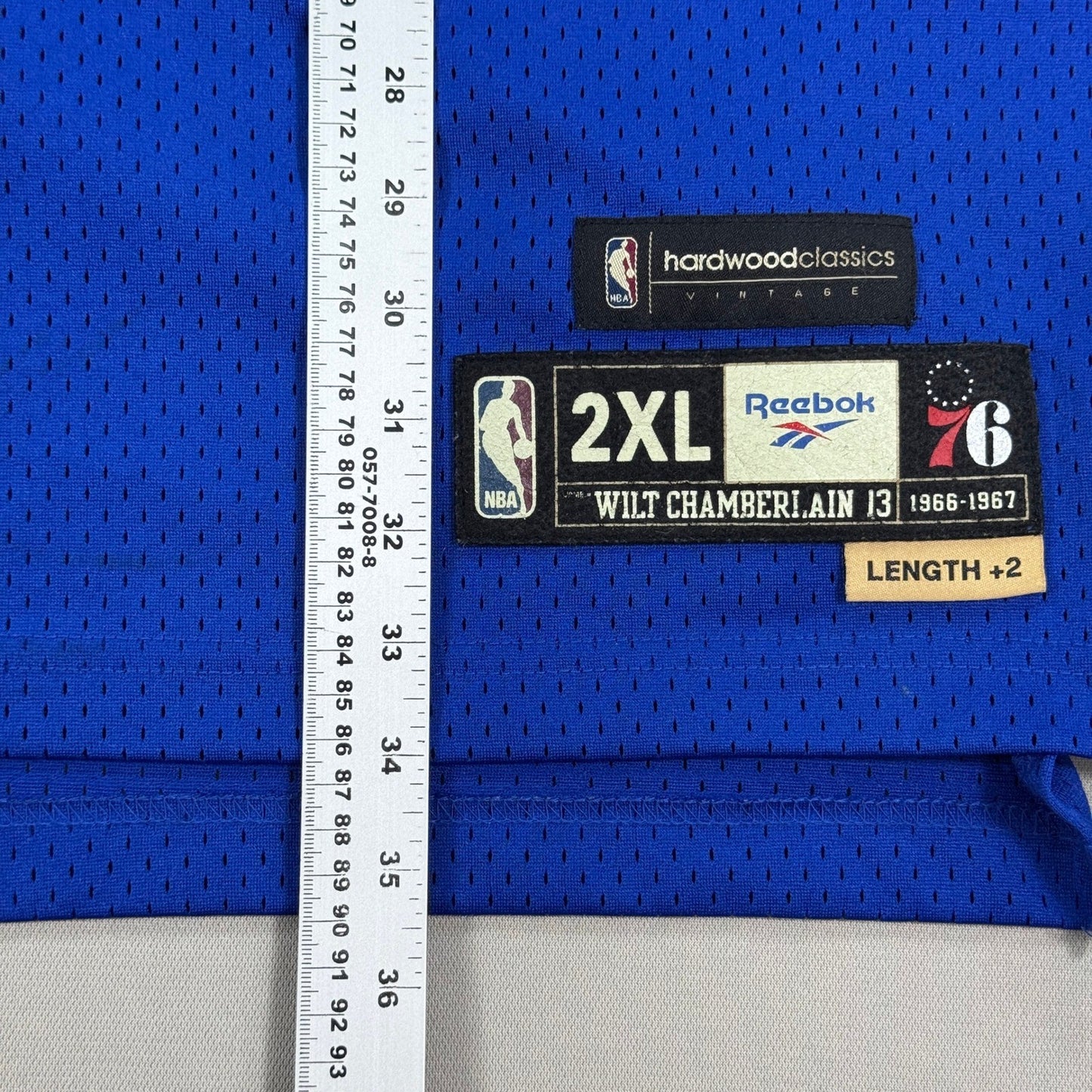VTG Philadelphia 76ers WILT CHAMBERLAIN Jersey Ble #13 Reebok mens Size 2XL