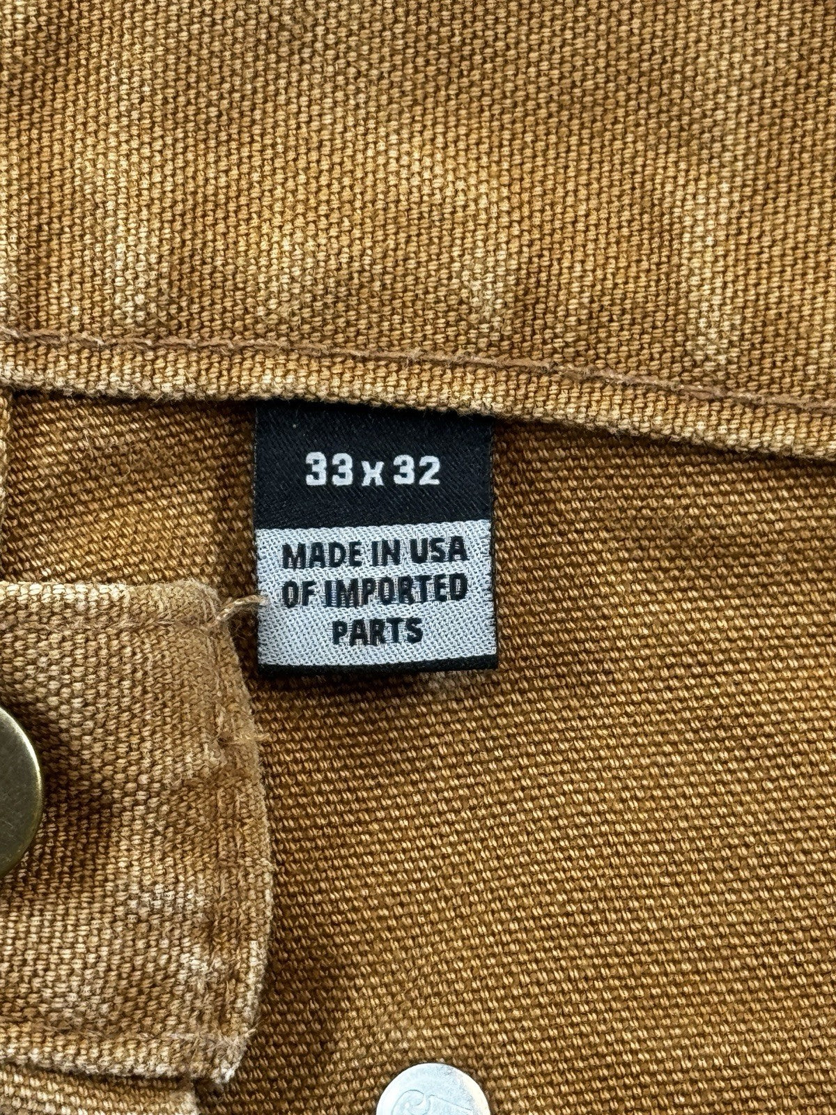 VTG Carhartt Pants Double Knee Carpenter mens 33x32 Brown Distressed Made in US