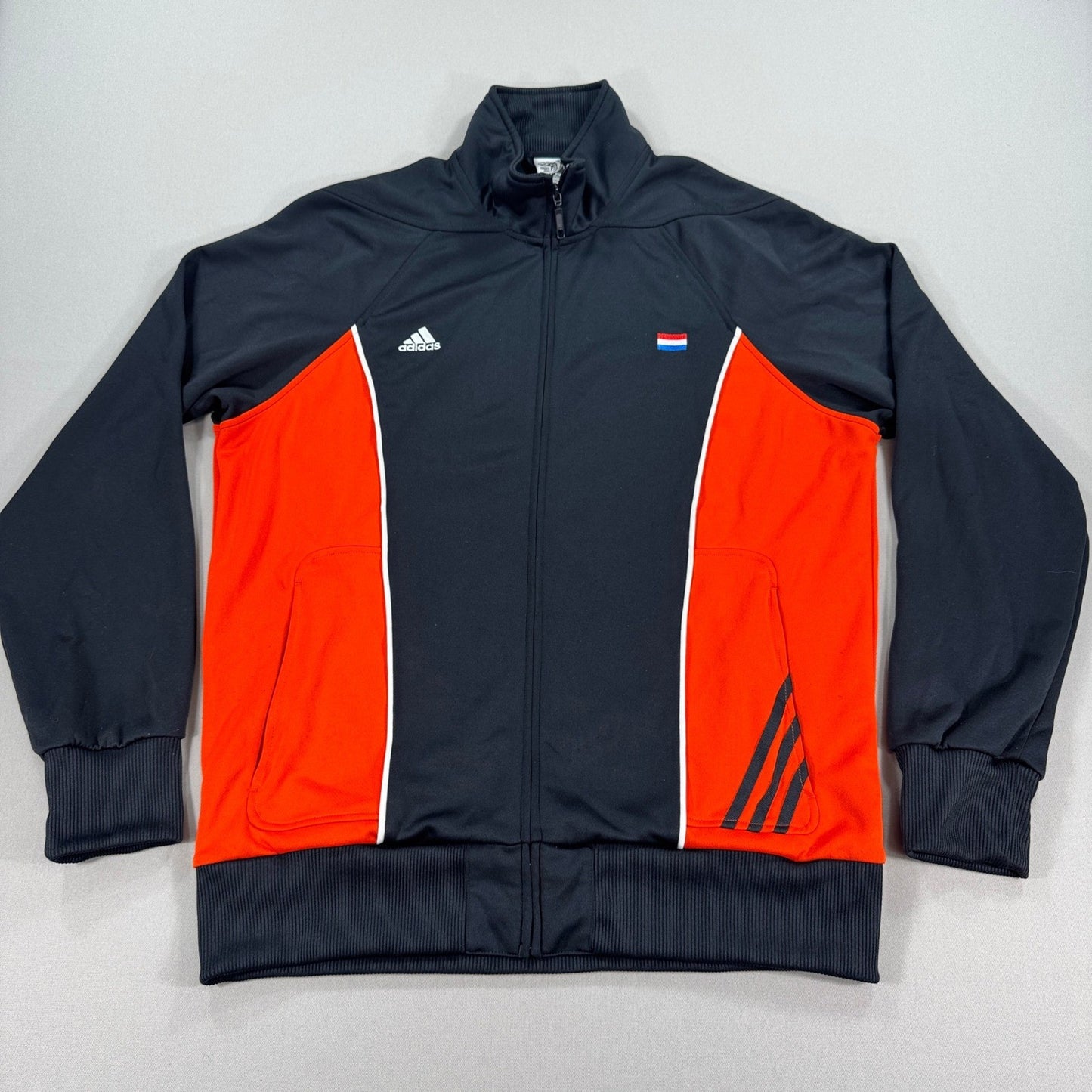 VTG Adidas Netherlands Track Jacket mens 2XL Black Red World Cup South Africa