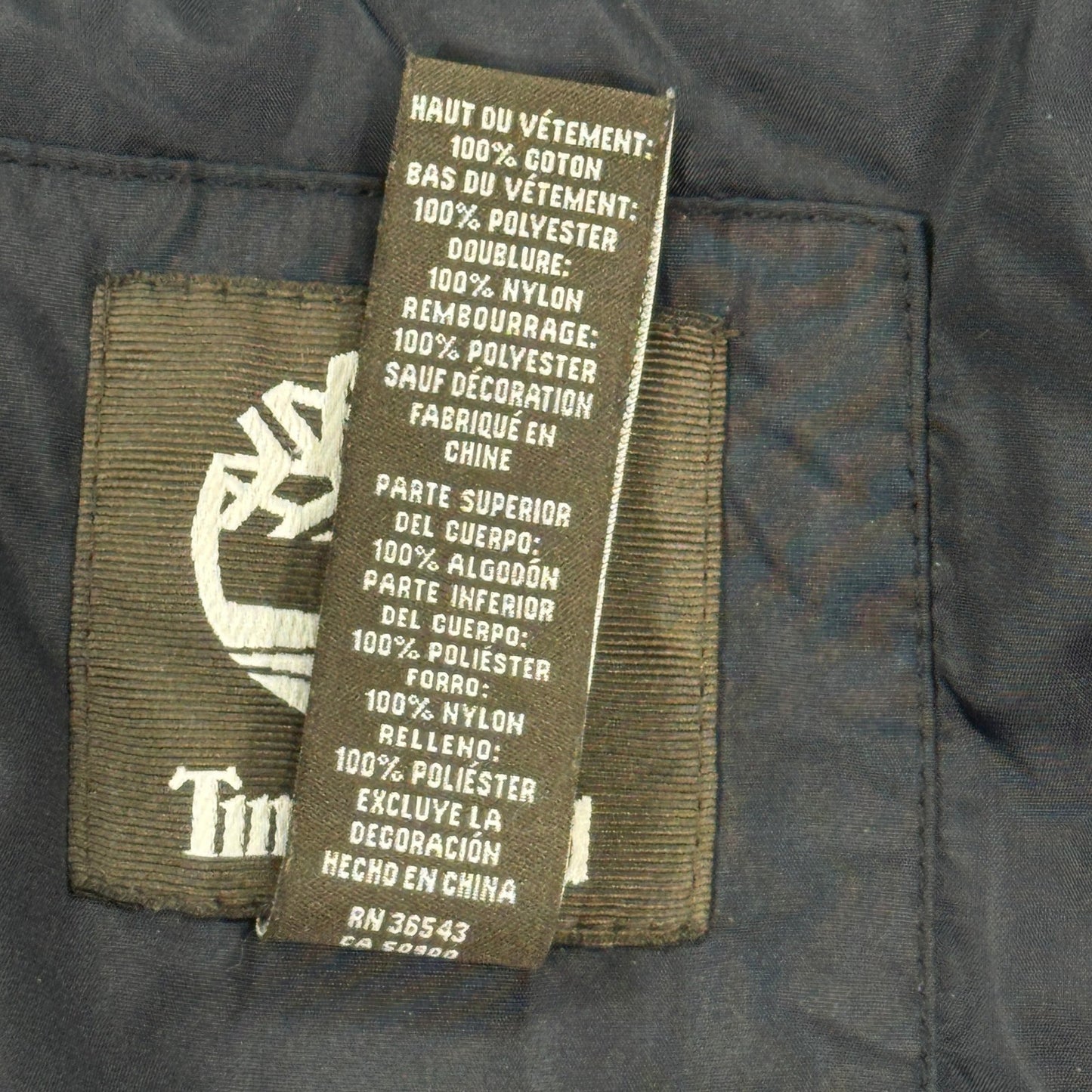 Timberland Vest Puffer Jacket Mens Large Full Zip Black With Brown Corduroy