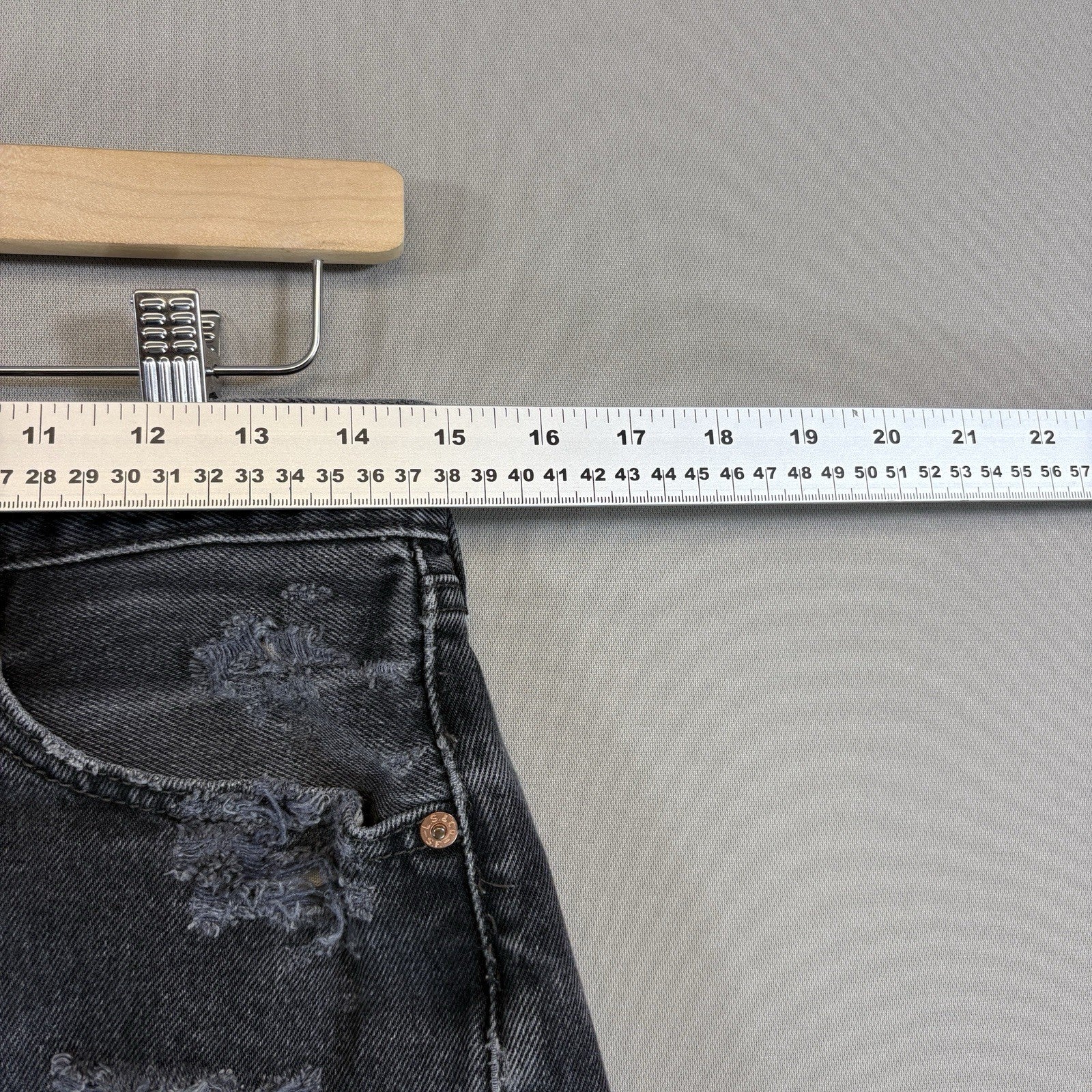 Vintage Petros Levis 501 Denim Shorts Black Distressed Womens 31x32 Made In USA