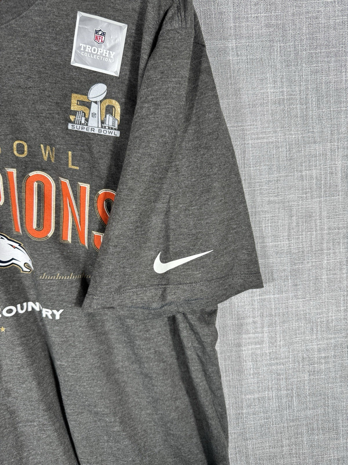 Nike Denver Bronco Super Bowl Brand New T-Shirt Mens Dark Gray XL