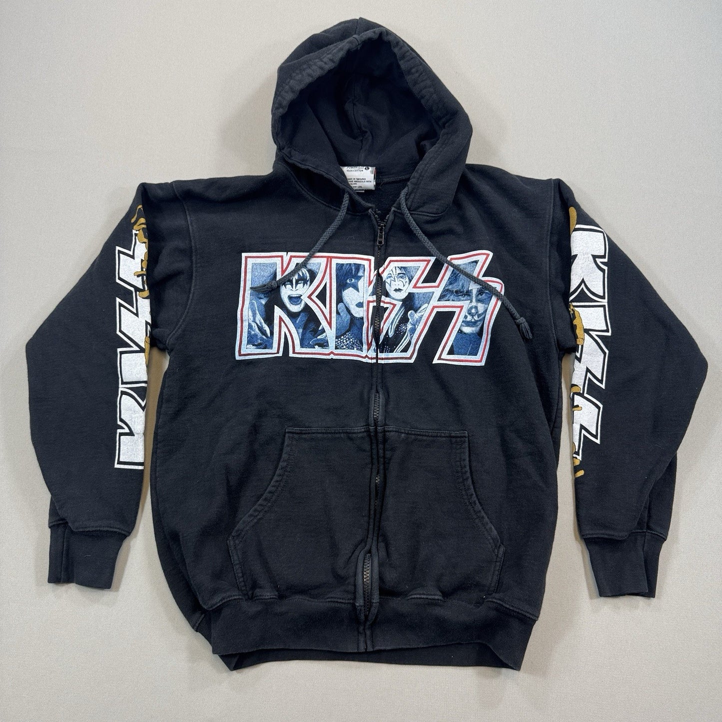 VTG Kiss Hot In The Shade Hoodie Mens Large Black Full Zip The Roxx 90's