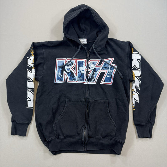 VTG Kiss Hot In The Shade Hoodie Mens Large Black Full Zip The Roxx 90's