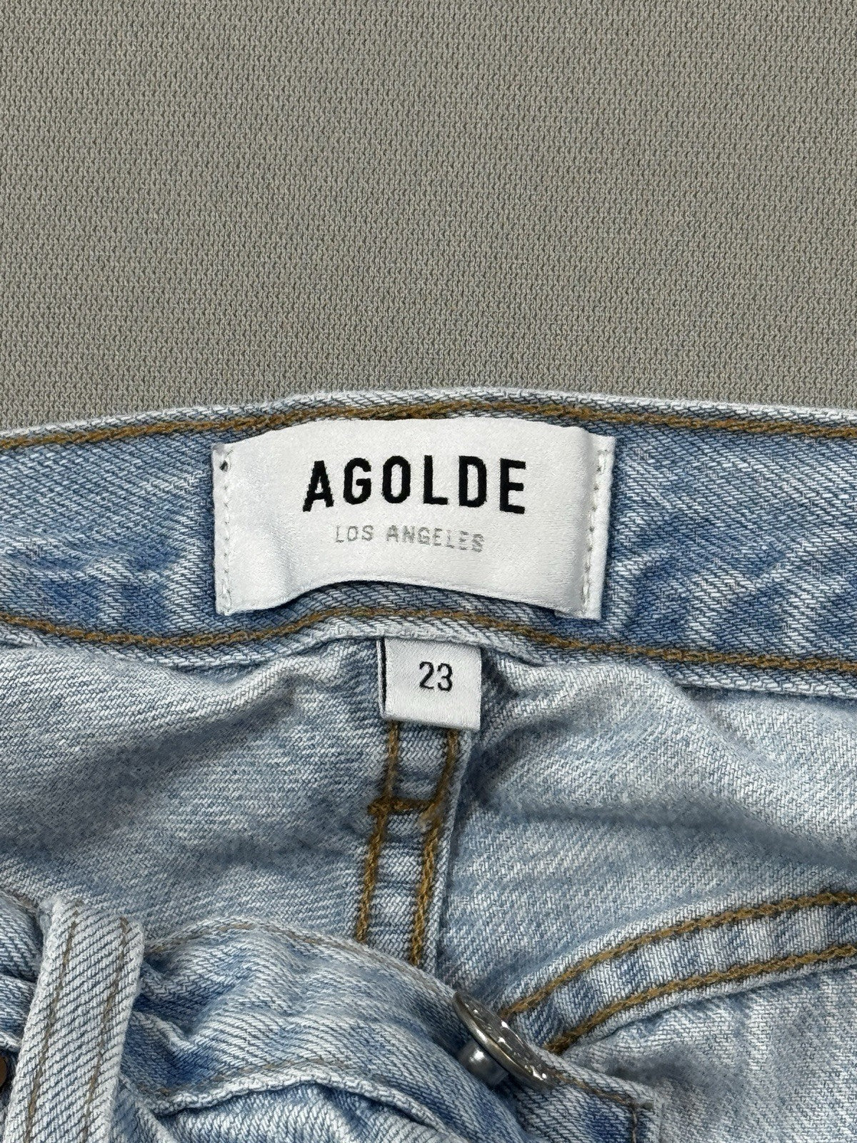 Agolde Riley Jeans Womens Size 23 Blue Denim Distressed Button Fly Made In USA