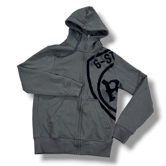 G-Star Raw Hoodie Men's Small Olive Green Full Zip Sweatshirt Graphic