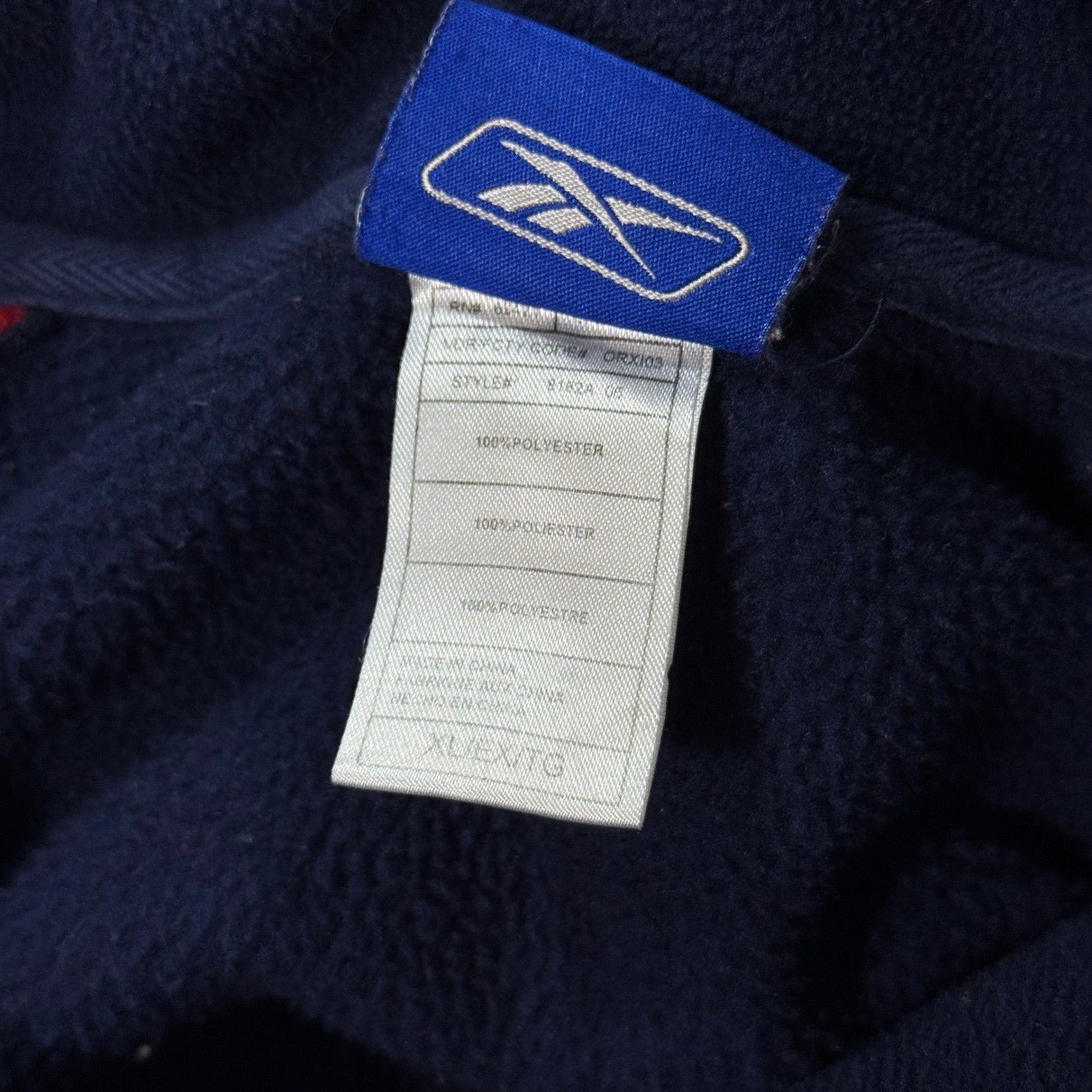 Reebok New England Patriots Sweater NFL Fleece Pullover Quarter Zip Mens XL Blue