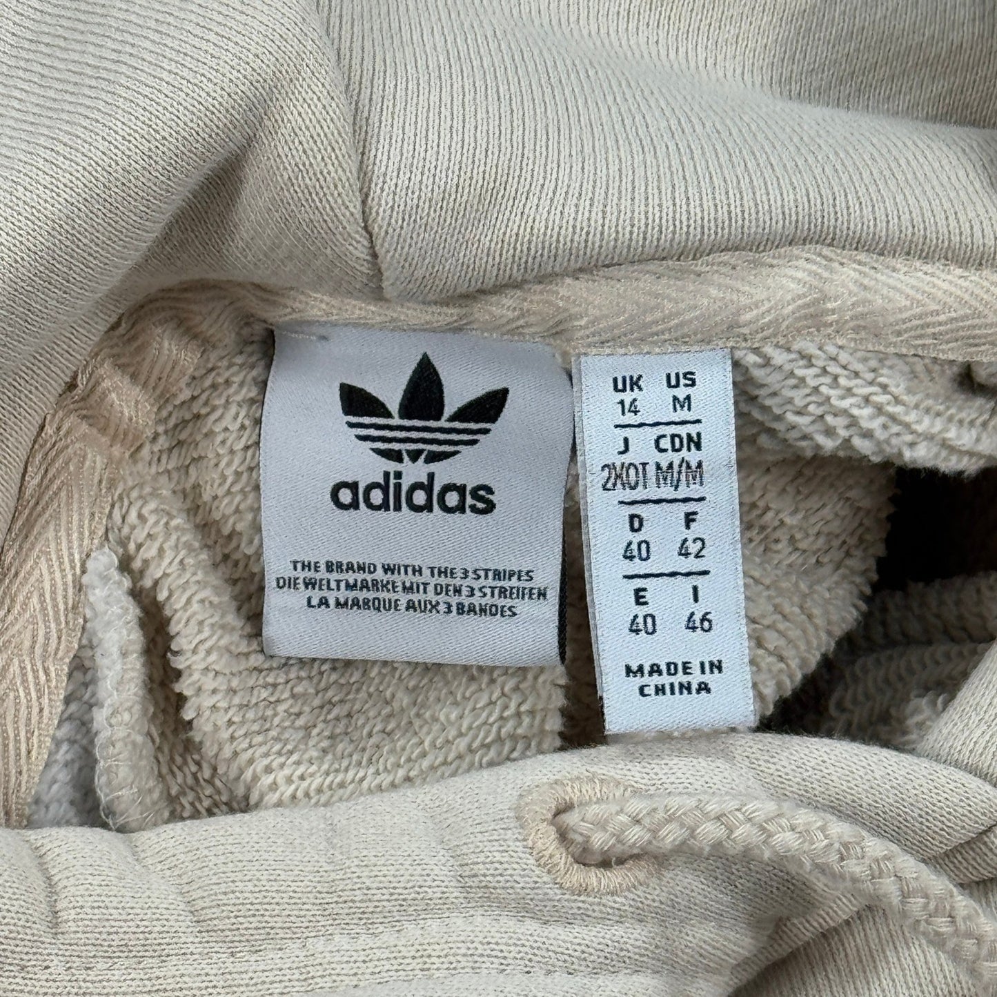 Adidas Crop Top Hoodie Womens Medium Cream White Outline Spellout