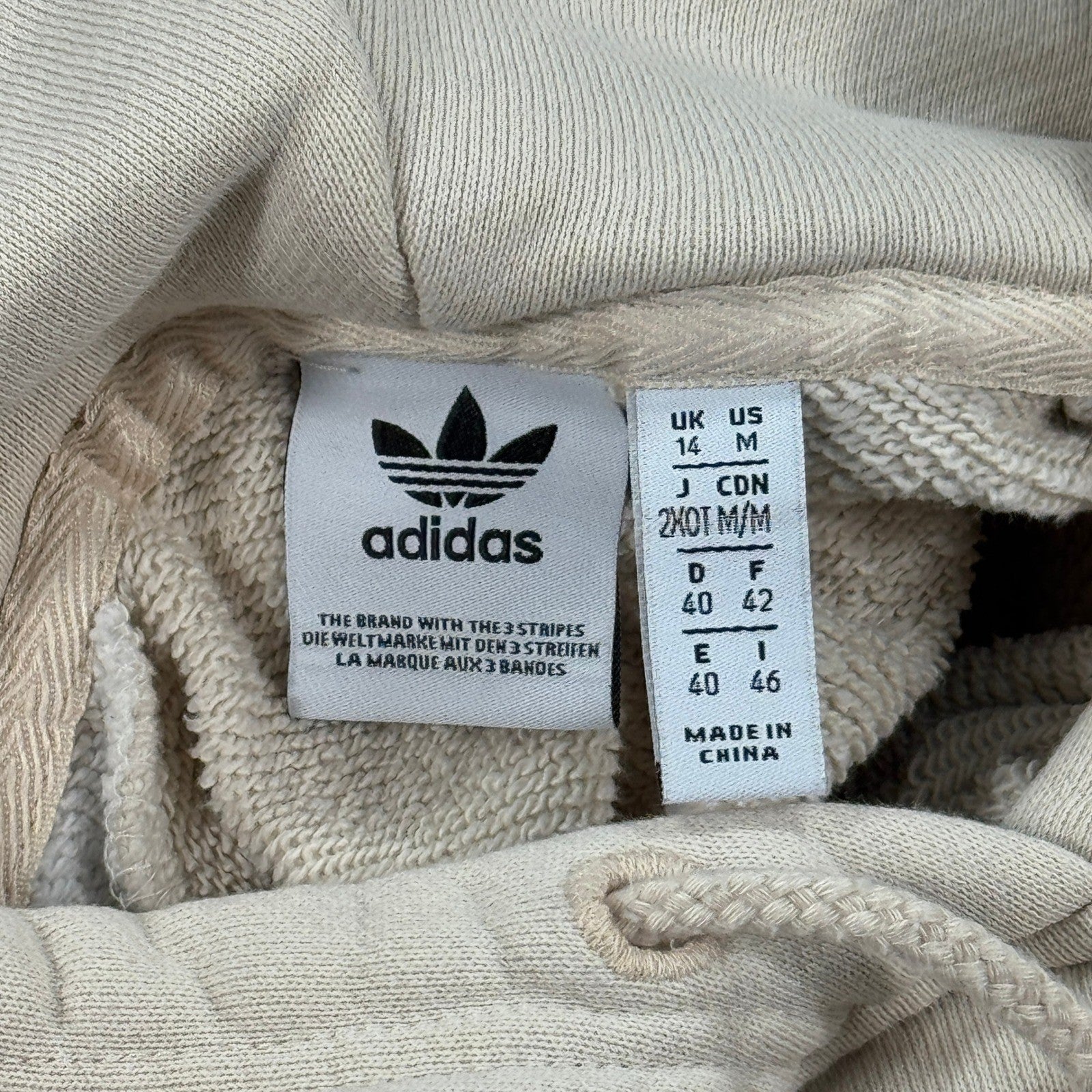Adidas Crop Top Hoodie Womens Medium Cream White Outline Spellout