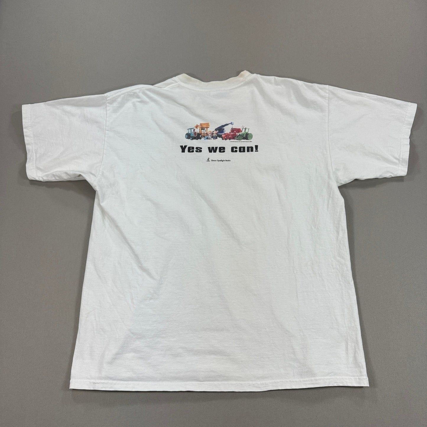 Vintage 2001 Bob the Builder "Can We Read It?" T-Shirt Mens XL White Y2K