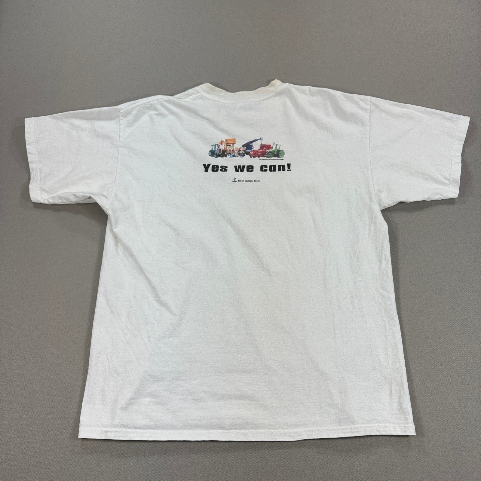 Vintage 2001 Bob the Builder "Can We Read It?" T-Shirt Mens XL White Y2K