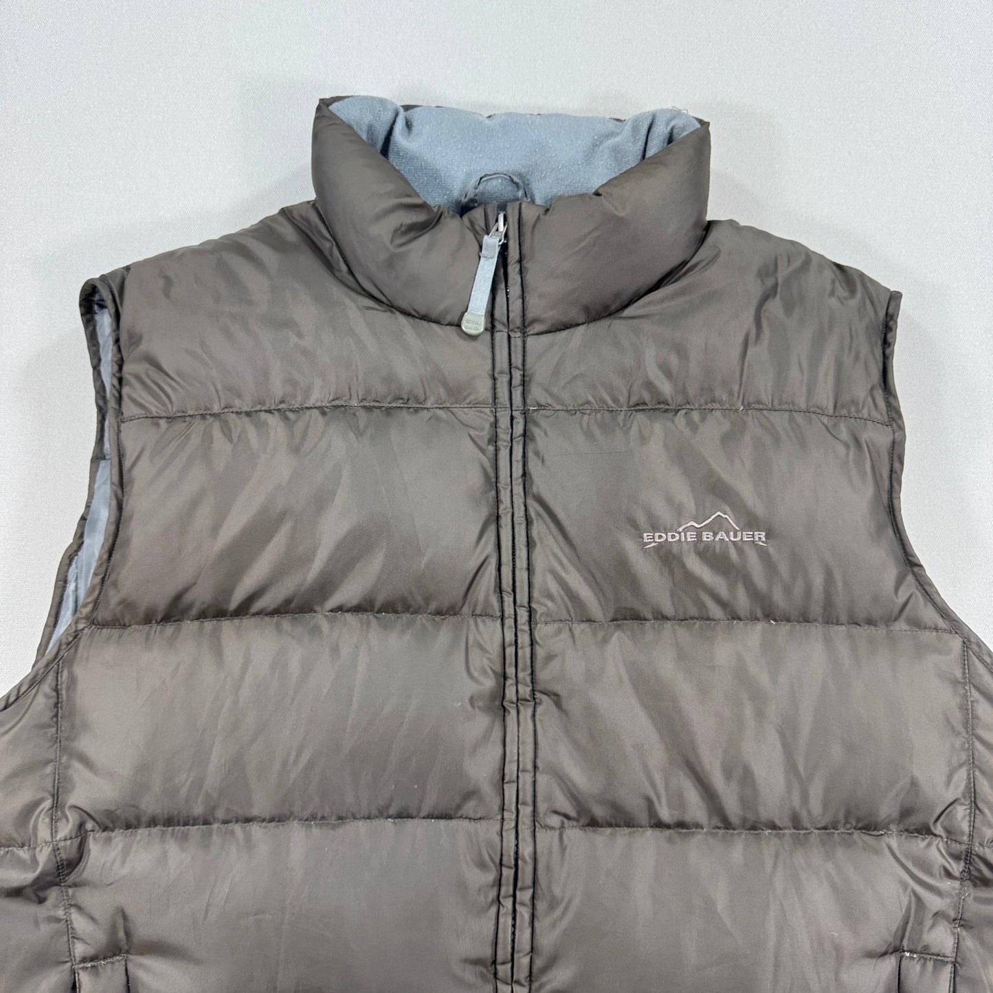 Eddie Bauer Goose Down Puffer Jacket mens Large Full Zip Premium Vest Quilted
