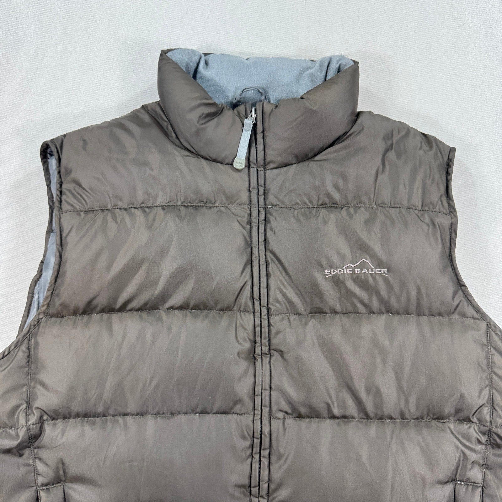 Eddie Bauer Goose Down Puffer Jacket mens Large Full Zip Premium Vest Quilted